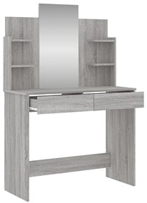 Toeletta con specchio grigio sonoma 96x39x142 cm