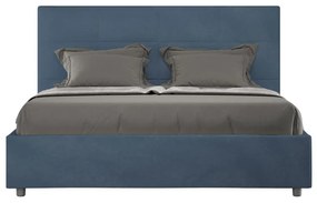 Letto imbottito Matrimoniale 160x210 cm Mika - Contenitore,Microfibra,Blu