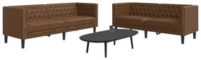 Set Divani Chesterfield 2pz Marrone İn Similpelle Scamosciata /