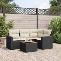 Set Divani da Giardino 5 pz con Cuscini in Polyrattan Nero 3256434