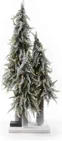 Albero di Natale artificiale innevato Innevato verde con illuminazione H 17 cm x Ø 17 cm
