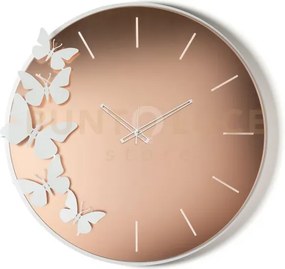 Orologio da parete diana bianco marmo,velour luxe rosa