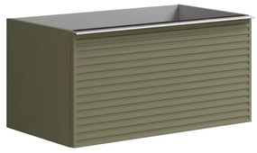 Mobile da bagno sotto lavabo Pixel stripes verde laccato opaco L 80 x H 40 x P 45.5 cm 2 cassetti, lavabo non incluso