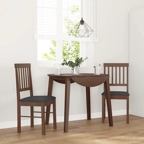 Sedie Da Pranzo Con Cuscini 2pz Marrone Legno Massello Di Hevea /