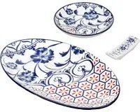 Set sushi 3 pezzi con decori blu e rossi Sushiko