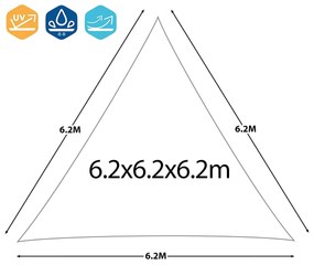 Tenda Parasole Triangolare 6.2 x 6.2 x 6.2 m Amaranto