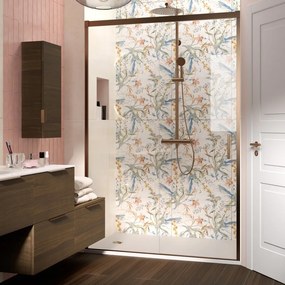 Porta doccia scorrevole L 138-139.5 cm x H 200 cm per nicchia in vetro trasparente SP. 6 mm, profilo dorato, serie Jazz