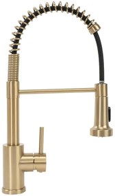 REA-B4821 - Miscelatore per lavello con doccetta estraibile COLIN 42,5 cm, finitura oro spazzolato