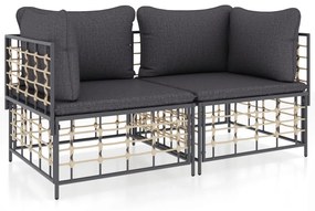 Divani angolari modulari con cuscini 2 pz in polyrattan