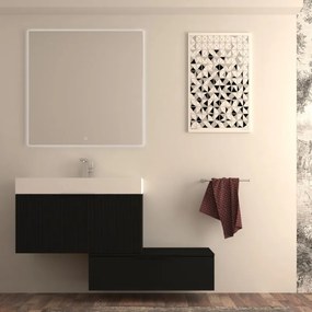 Mobile da bagno sotto lavabo BADEN HAUS MODULA nero laccato opaco L 90 x H 43 x P 44 cm 3 cassetti, lavabo non incluso