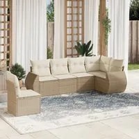 Set Divano da Giardino 6 pz con Cuscini Beige in Polyrattan 3221427