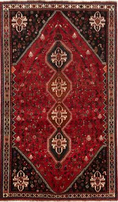 Shiraz Tappeto 160x270 Rosso (Iran) Annodato A Mano