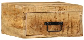 Comodino A Parete İn Legno Grezzo Massello Di Mango /