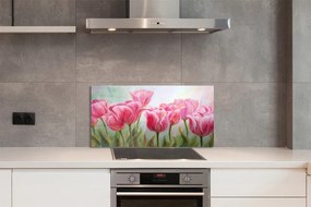 Pannello paraschizzi cucina Foto di tulipani 100x50 cm