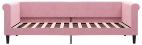 Divano letto con materasso rosa 90x200 cm in velluto