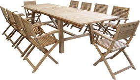 ORATOR - set tavolo in teak cm.220/300 x 100 x 77 h con 10 poltrone Orator