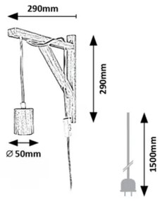 Rabalux 71028 - Lampada da parete UBUL 1xE27/60W/230V faggio