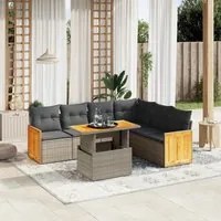 Set Divani da Giardino 7 pz con Cuscini Grigio in Polyrattan 3273979