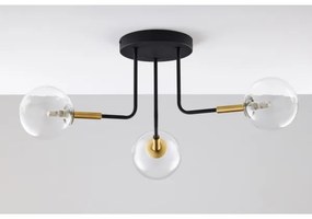 Jupiter 2039 - Lampadario a sospensione con supporto rigido BURANO 3xG9/10W/230V nero/oro/limpido