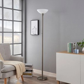 Lindby lampada da terra Ignacia, color nichel, vetro, 180 cm, E27