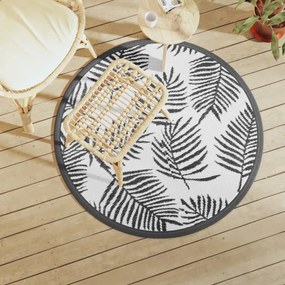 Tappeto Da Esterni Arakıl Bianco E Nero Ø120 Cm İn Pp /