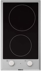 Beko - tavolo domino in vetroceramica 30cm 2 fuochi in acciaio inox - hdcc32200x