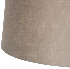 Lampada a sospensione con paralume in lino color talpa 35 cm - BLITZ II zwart