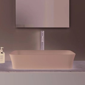 Lavabo da appoggio rettangolare in ceramica L 55 x P 38 x H 12.5 cm marrone