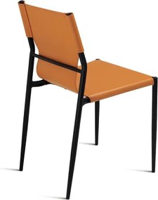 Sedia in simil cuoio Arancio con struttura in metallo Nero SVEVA 2 sedie