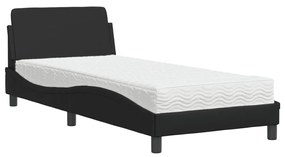 Letto con materasso nero 90x190 cm in similpelle