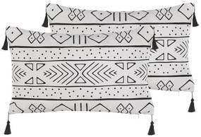 Set di 2 cuscini decorativi motivo geometrico bianco e nero 30 x 50 cm SCHEFFLERA Beliani