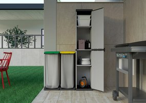 Armadio da Esterno 34x40x165 cm 1 Anta 4 Ripiani in Resina Grigio...
