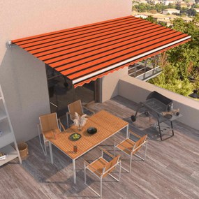 Tenda Da Sole Retrattile Manuale 600x350 Cm Arancione E Marrone /
