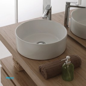 Lavabo D'Appoggio In Ceramica Bianco Lucido Diam.40