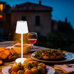 Briloner 7517016 - Lampada da tavolo LED RGB dimmerabile CILANO 3W/5V IP44 2000 mAh bianca