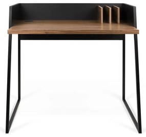 Scrivania nera con dettagli in noce Volga - TemaHome