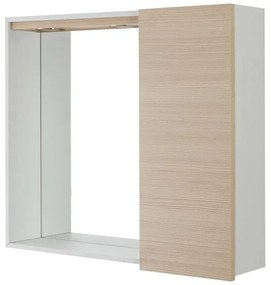 Specchio contenitore 68x61 cm larice con anta a destra e faretti LED Desya