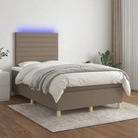 Letto a Molle con Materasso e LED Tortora 120x190 cm in Tessuto