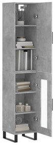 Credenza grigio cemento 34,5x34x180 cm in legno multistrato