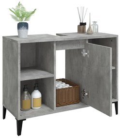 Mobile lavabo grigio cemento 80x33x60 cm in legno multistrato