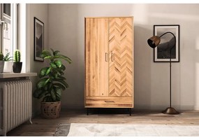 Armadio in legno di quercia di colore naturale 97x196 cm Abies - The Beds