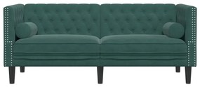 Divano chesterfield con rinforzi 2 posti verde scuro in velluto