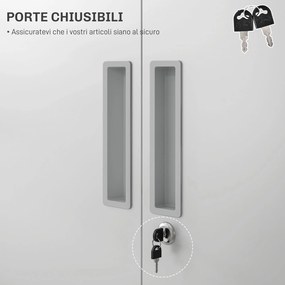 Armadio da Ufficio in Acciaio con 4 Ripiani Regolabili 80x40x180 cm Bianco...