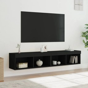 Mobili Porta Tv Con Luci Led 2 Pz Neri 80x30x30 Cm /