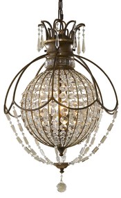 Lampadario Contemporaneo Bellini Acciaio Bronzo Ossidato Cristallo 3 Luci E14