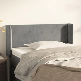 Testiera Ad Orecchio Grigio Chiaro 83x16x78/88 Cm İn Velluto /