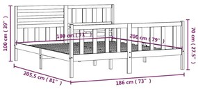 Giroletto Nero 180x200 cm Super King in Legno Massello