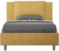 Letto Singolo rivestito in Microfibra - ANTEA Dimensione Rete: 100x190, Colore: Ocra, Tipologia Letto: Con Rete