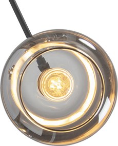 Lampada da terra nera con oro e vetro fumé 5 luci - Zuzanna