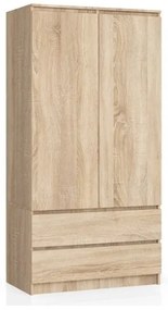 Armadio Guardaroba 2 Ante 2 Cassetti 90x50x180 Artika Rovere Sonoma